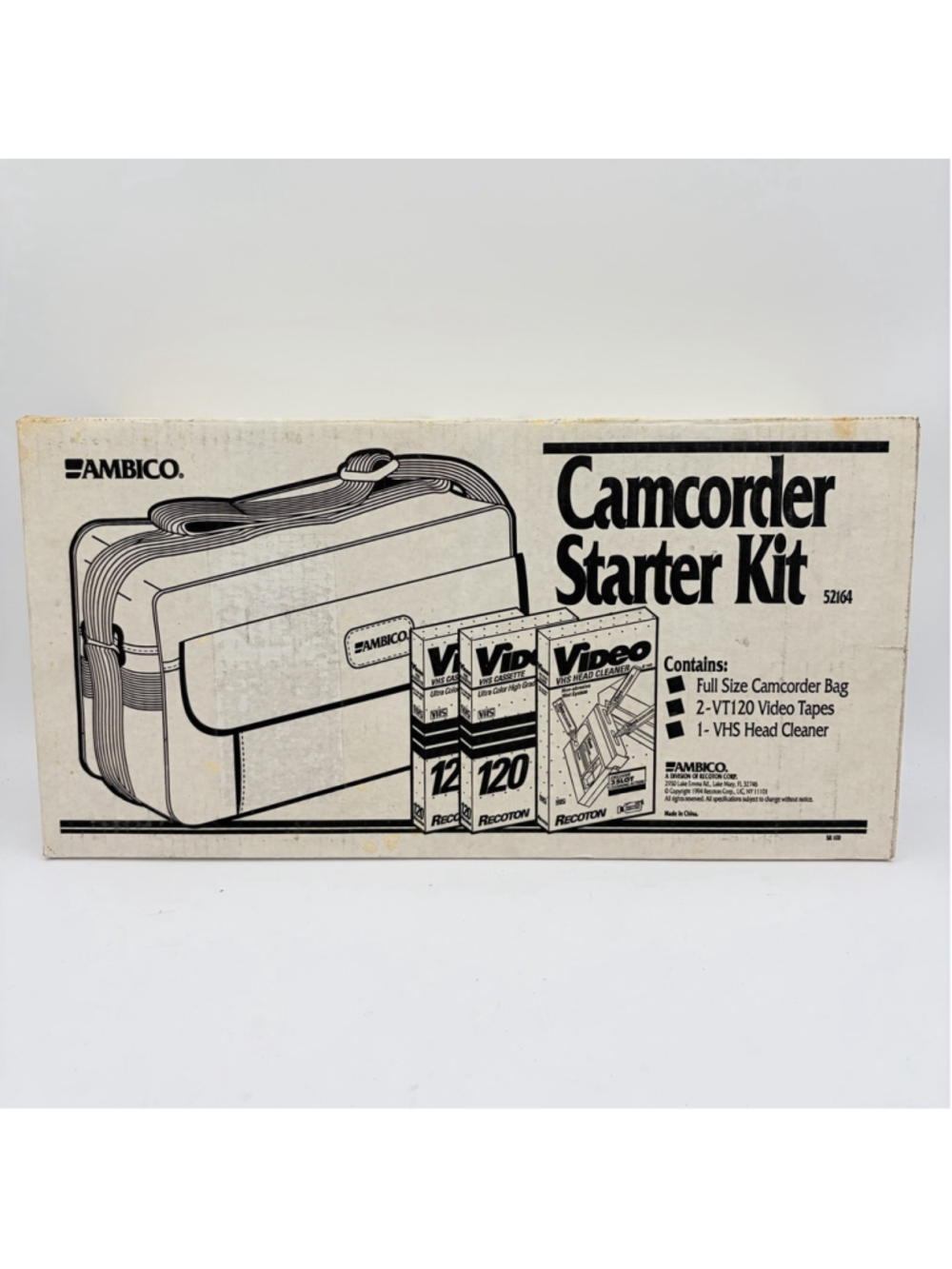 NEW AMBICO 52164 Camcorder Starter Kit V-0451 Bag 2 VT120 VHS Tapes V144 SEALED